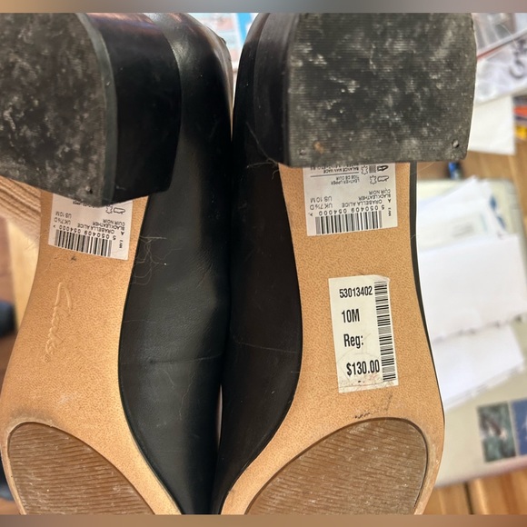 Clark’s black leather kitten heels size 10 - Picture 3 of 6